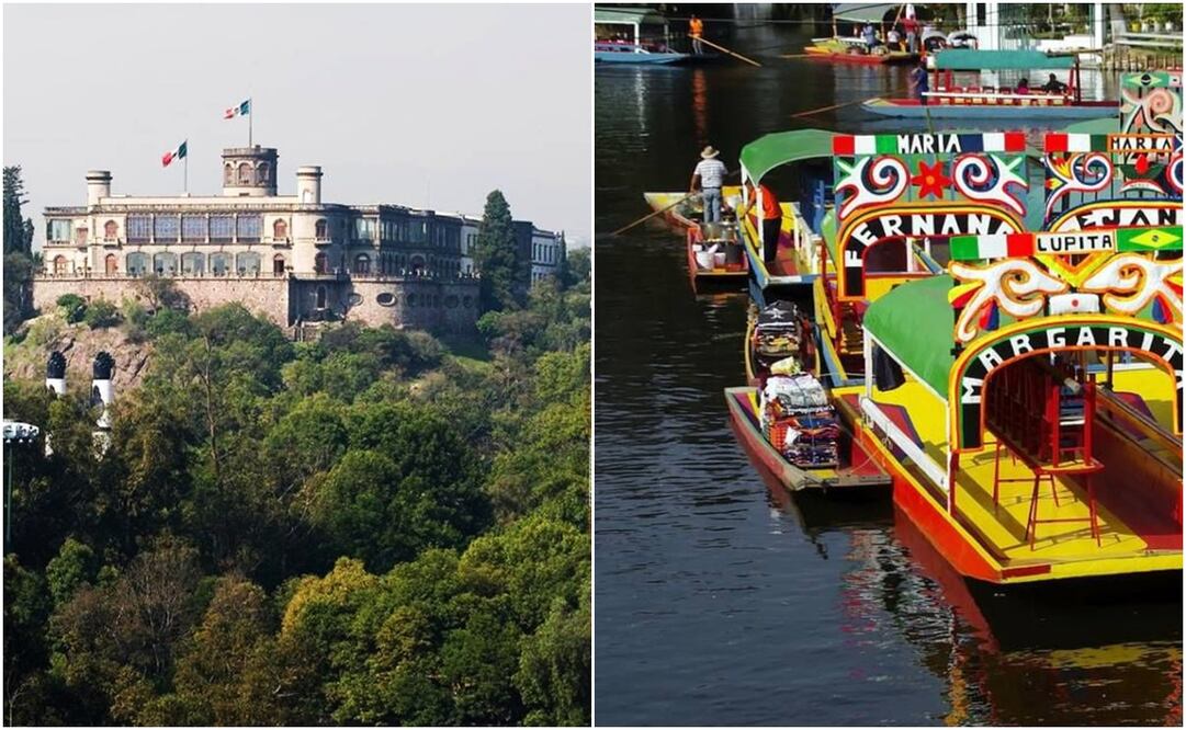 Castillo de Chapultepec y trajineras en Xochimilco. Fotos: Instagram @museodehistoria y Archivo