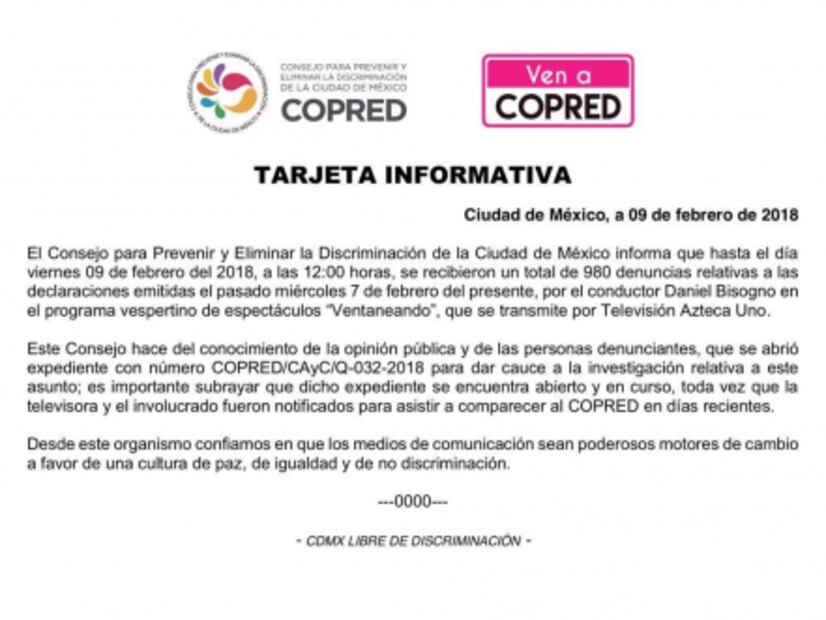 Copred abre expediente a Daniel Bisogno por comentario contra ciclistas