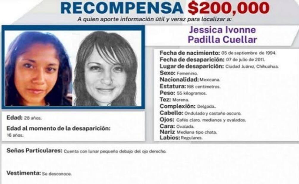 Madre protesta por la desaparición de su hija Jessica Ivonne en Chihuahua; lleva 15 años sin ser localizada.
Foto: Especial.