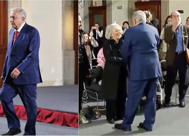 Elena Poniatowska acude a la mañanera y recibe abrazo de AMLO
