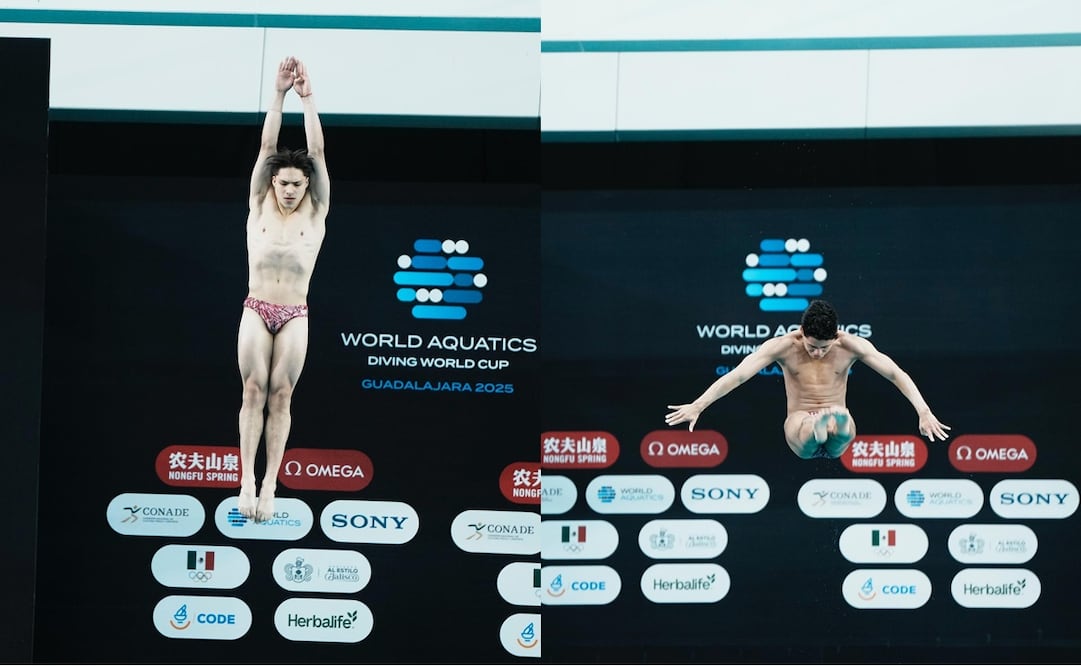 Osmar Olvera y Gabriel Vázquez en la Copa del Mundo de Clavados Guadalajara 2025 - Foto: @COM_Mexico en X