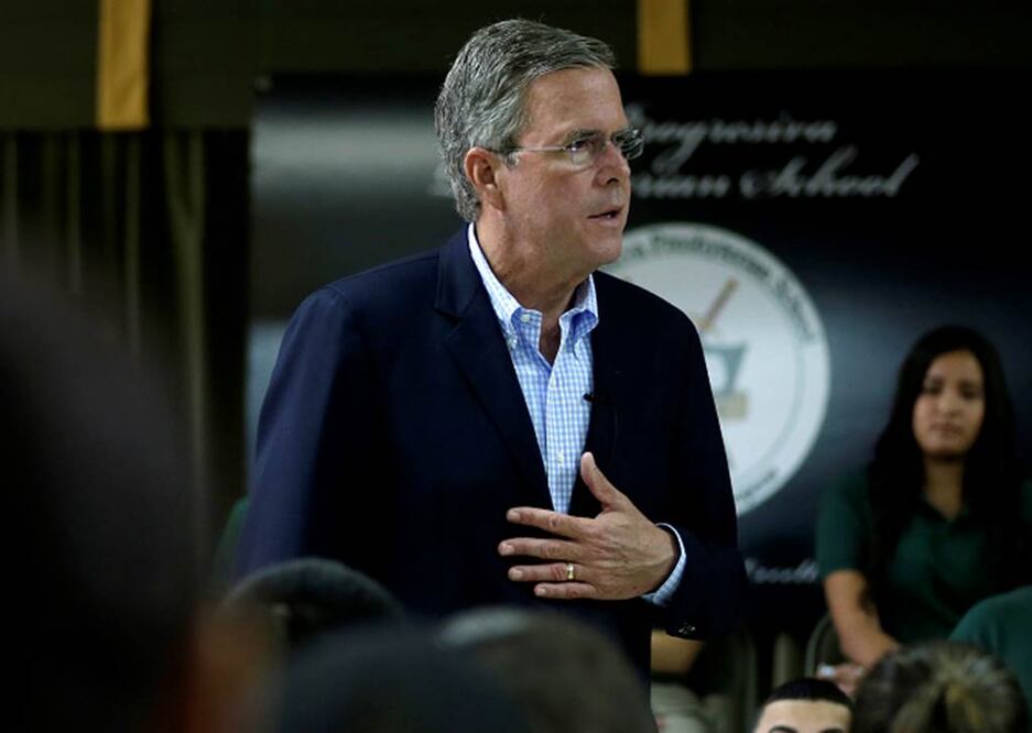 Según el muestreo de encuestas que recopila la página de RealClearPolitics, Trump se mantiene a la cabeza de las preferencias a nivel nacional con 26.5%, frente al 7% de Jeb (AP)