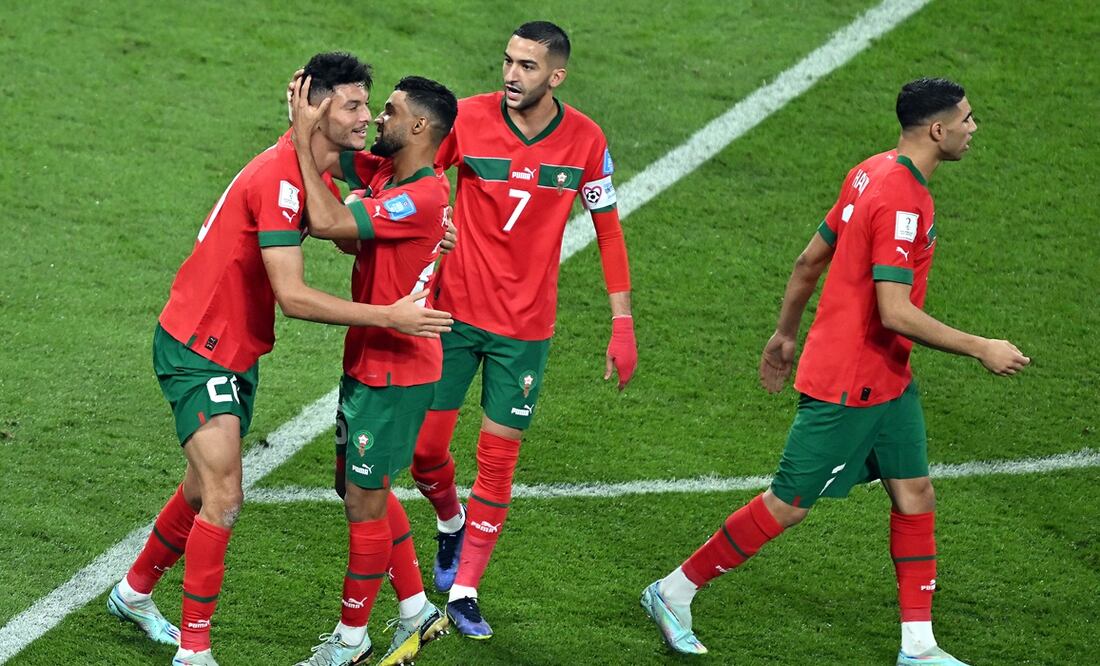 Marruecos celebrando un gol contra Croaciqa - FOTO: EFE