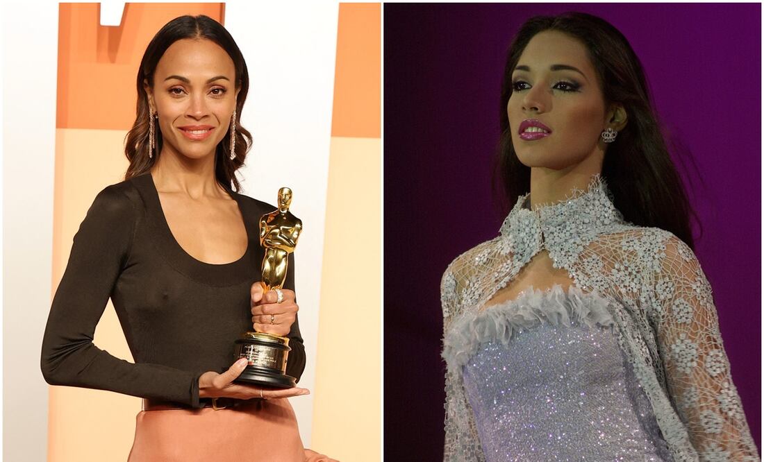 Zoé Saldaña y Amelia Vega en Miss Universo 2003, dos triunfos históricos para las mujeres dominicanas. Foto: AP.