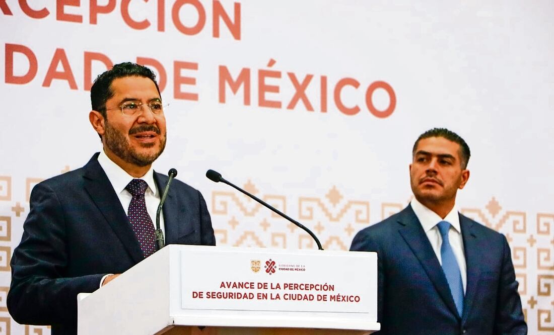 Batres y García Harfuch en la presentación del balance sobre la percepción de seguridad. Foto: Especial