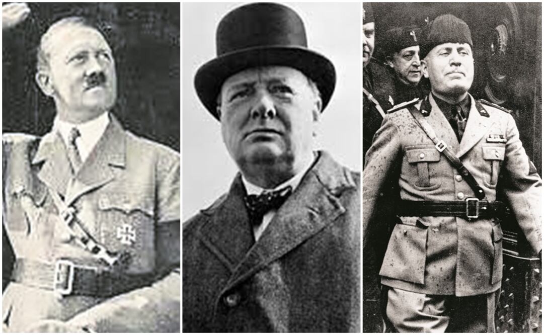 Adolfo Hitler, Winston Churchill y Benito Mussolini (FOTO: ARCHIVO EL UNIVERSAL)