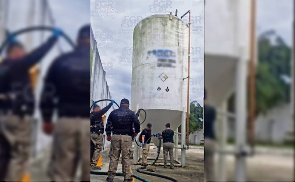 En los cuatros almacenes cateados se aseguraron parte de suministros para el almacenamiento y traslados de miles de litros de hidrocarburo. Foto: Especial