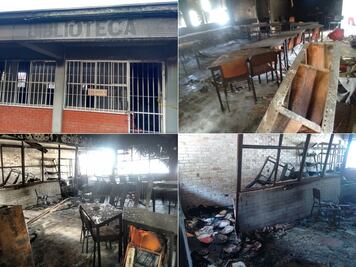 Incendian biblioteca de secundaria en Saltillo