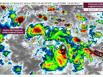 Se forma ciclón tropical Cinco-E en el Pacífico; prevén se intensifique a huracán Erick y afecte estas entidades