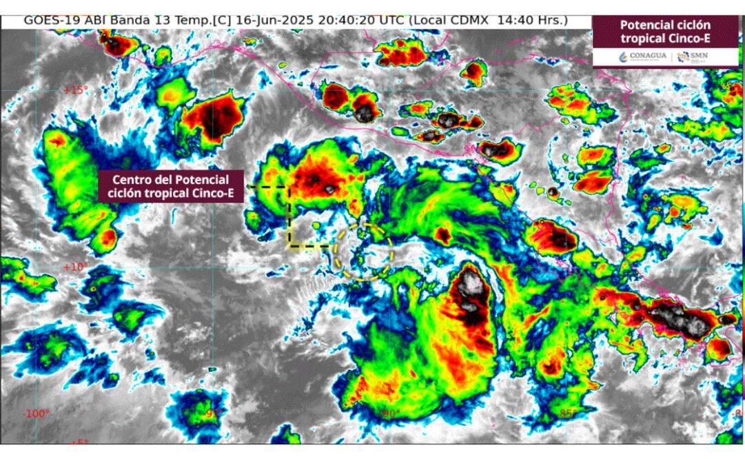 Se forma Ciclón tropical Cinco-E / Imagen: SMN