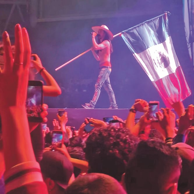 A mitad del concierto, el DJ ondeó la bandera de México. Foto: Nicole Trejo. EL UNIVERSAL