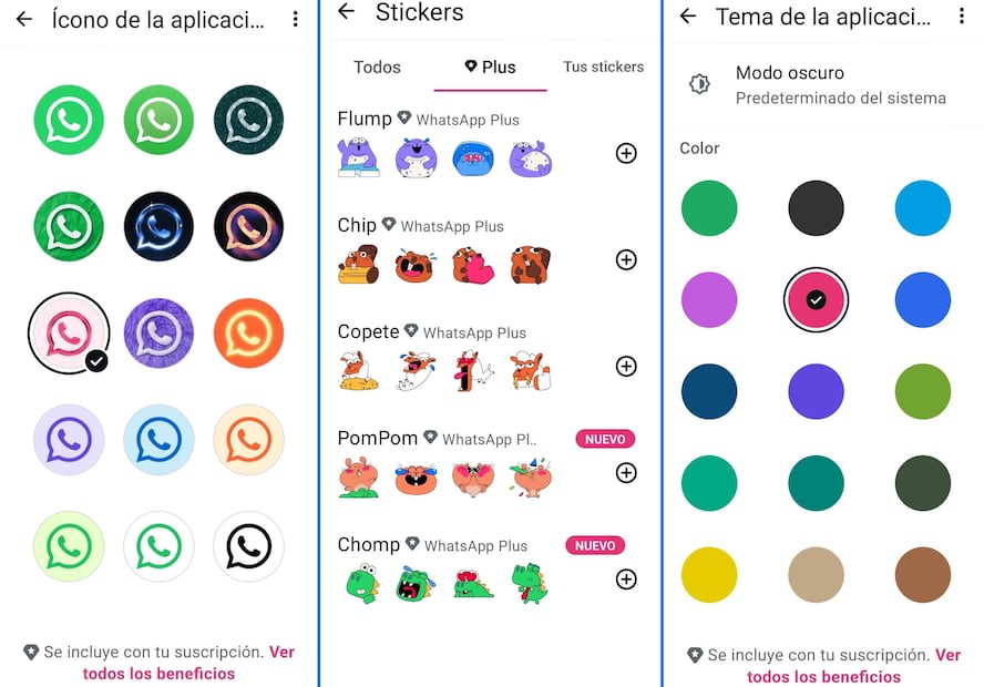 Con WhatsApp Plus puedes acceder a stickers y tonos de llamada exclusivos. Foto: Captura de pantalla