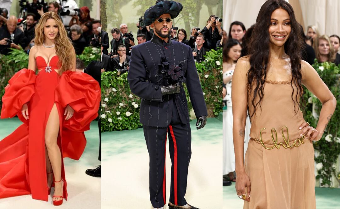 Los cantantes latinos, Bad Bunny y Shakira; y la actriz Zoe Saldaña desfilarán por la MET gala de este año. Foto: AFP