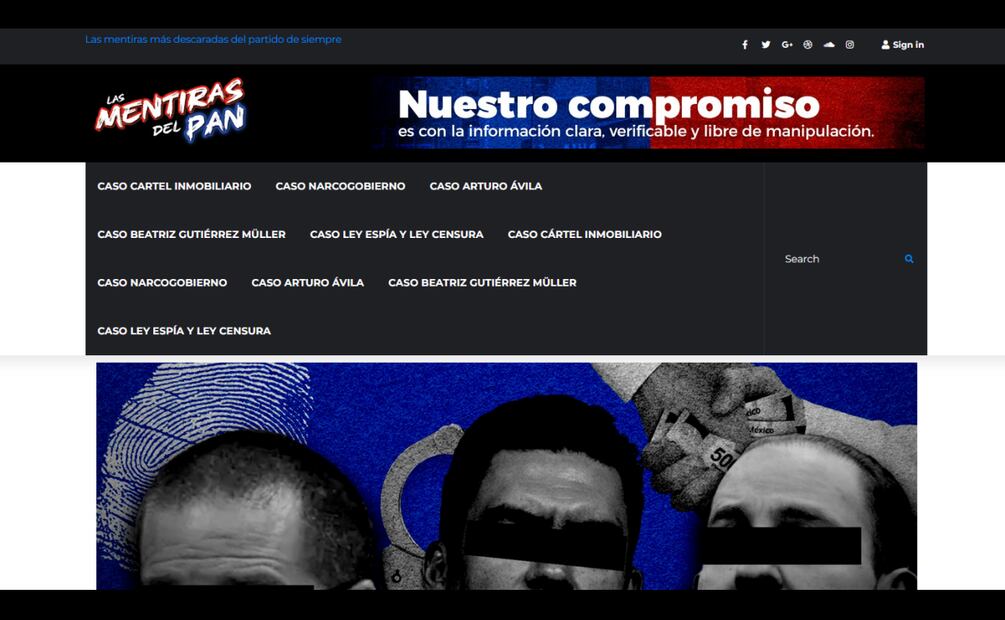 Arturo Ávila lanza portal "Las mentiras del PAN" en defensa de acusaciones por nexos con el crimen organizado (22/08/2025). Foto: captura de pantalla