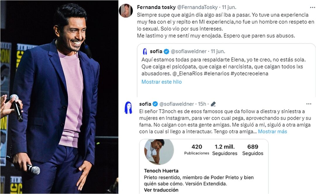 Artistas cuentan la experiencia que vivieron con Tenoch Huerta. 
Fotos: AP/ Richard Shotwell, archivo y capturas de pantalla de Twitter