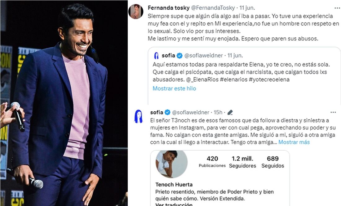 Artistas cuentan la experiencia que vivieron con Tenoch Huerta. 
Fotos: AP/ Richard Shotwell, archivo y capturas de pantalla de Twitter