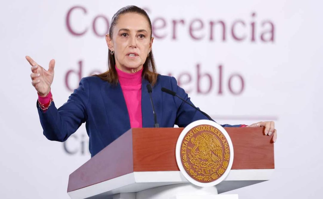 La presidenta Claudia Sheinbaum durante la mañanera del 7 de enero del 2026. Foto: Diego Simón / EL UNIVERSAL