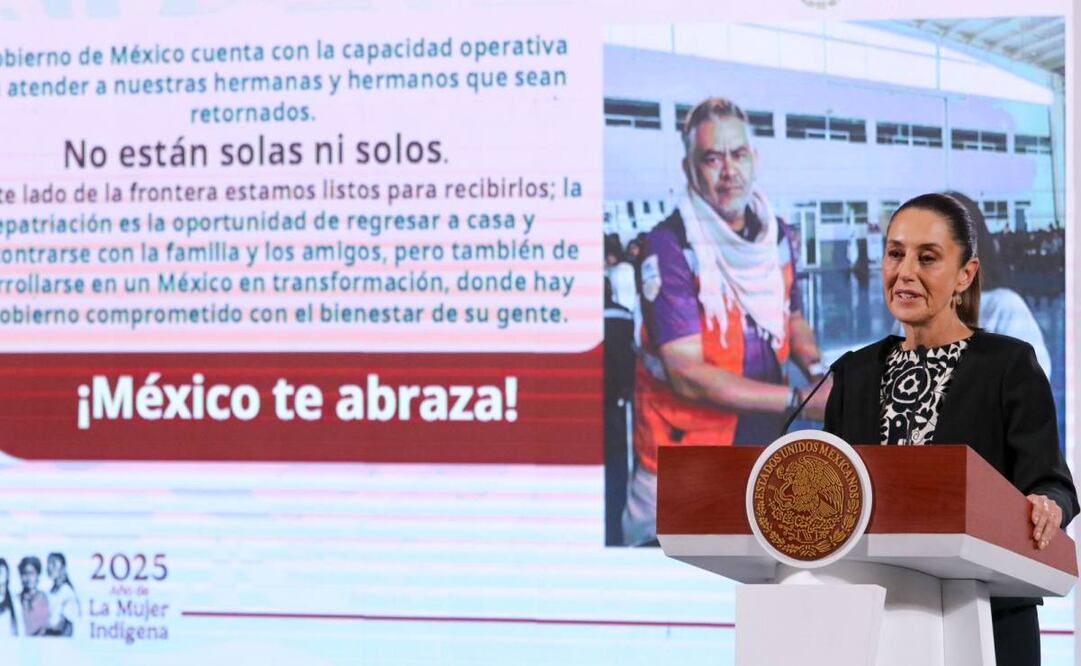 Estrategia de repatriación "México te abraza" presentada por la Presidenta y la secretaria de Gobernación en la conferencia matutina. Foto: Axel Sánchez EL UNIVERSAL