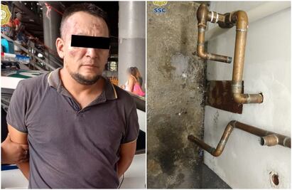 Se mete al baño de una estación del Metrobús y se roba el cobre de la tubería