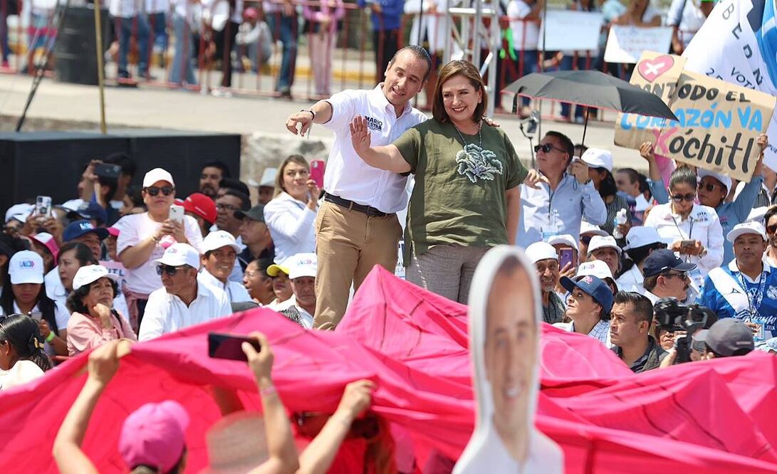Xóchitl Gálvez en el arranque de campaña de Eduardo Rivera, en Puebla. Foto: Berenice Fregoso
