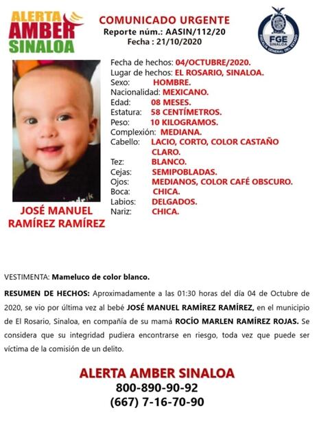 Activan Alerta Amber por desaparición de un bebé de 8 meses en Sinaloa; iba con su mamá