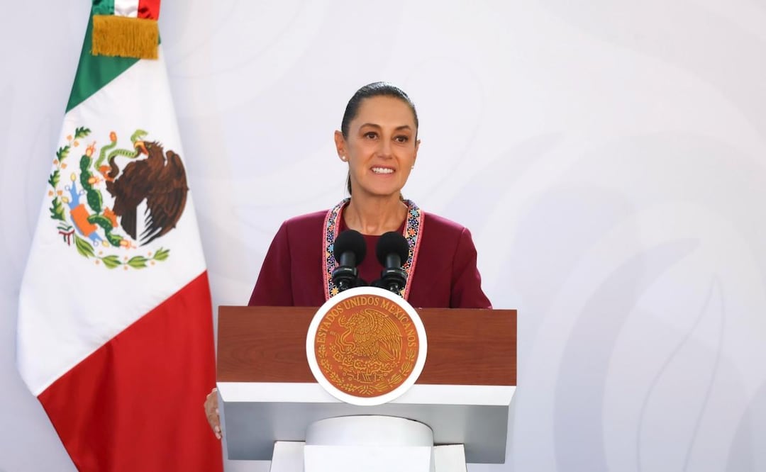 Presidenta Claudia Sheinbaum durante su conferencia de prensa desde Michoacán (03/07/2026). Foto: Presidencia