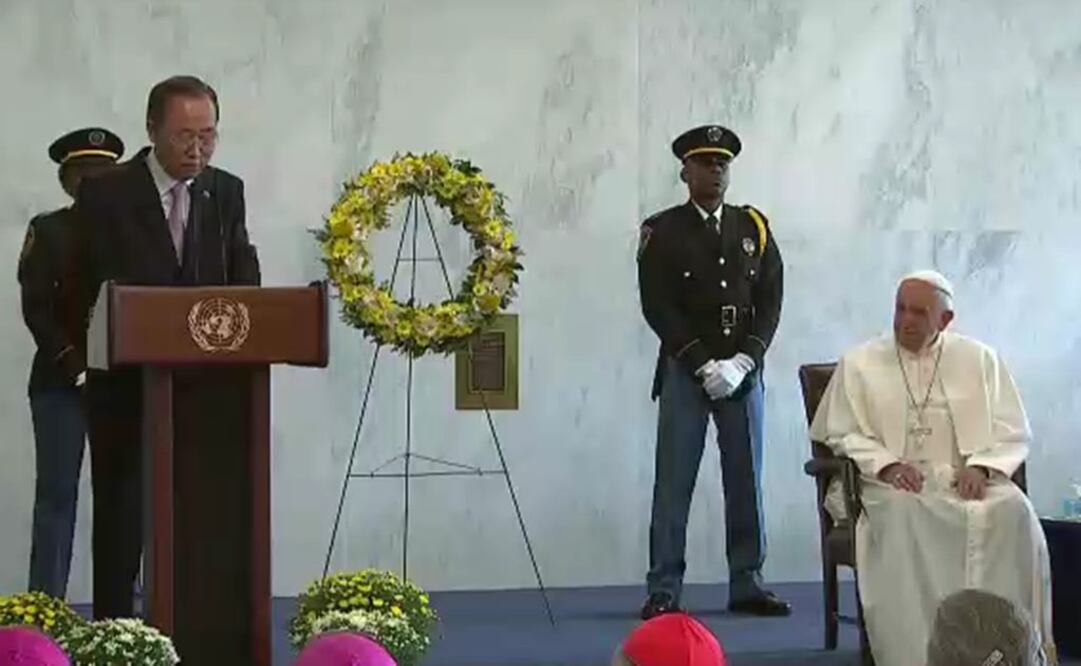 Papa Francisco llega a la sede de Naciones Unidas