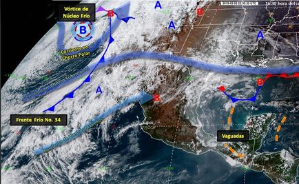 Frente frío 34 provocará bajas temperaturas en varias zonas del país