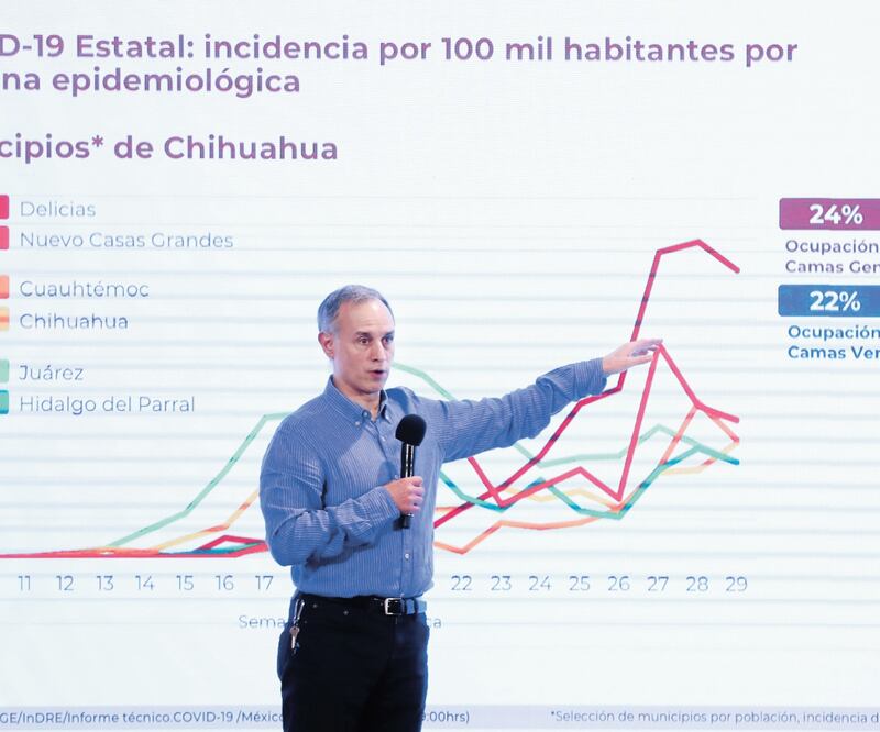 Hugo López-Gatell, subsecretario de Salud, ayer en Palacio Nacional. Foto: VALENTE ROSAS. EL UNIVERSAL