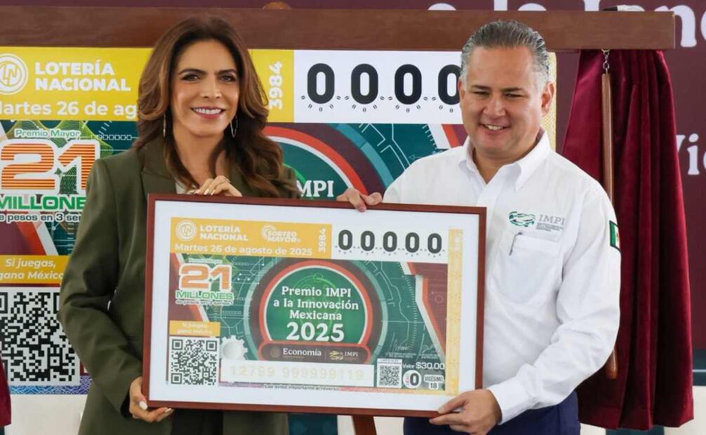 La Lotería Nacional junto con el IMPI develaron el billete del Sorteo Mayor. Foto: Especial.