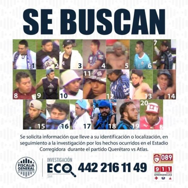 Fiscalía pide ayuda para identificar más agresores del Querétaro vs Atlas