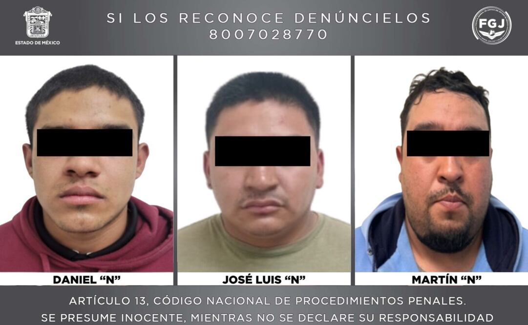 Tres hermanos, presuntos integrantes de un grupo delictivo autodenominado “Los Changuitos” son detenidos. Foto: FGJ
