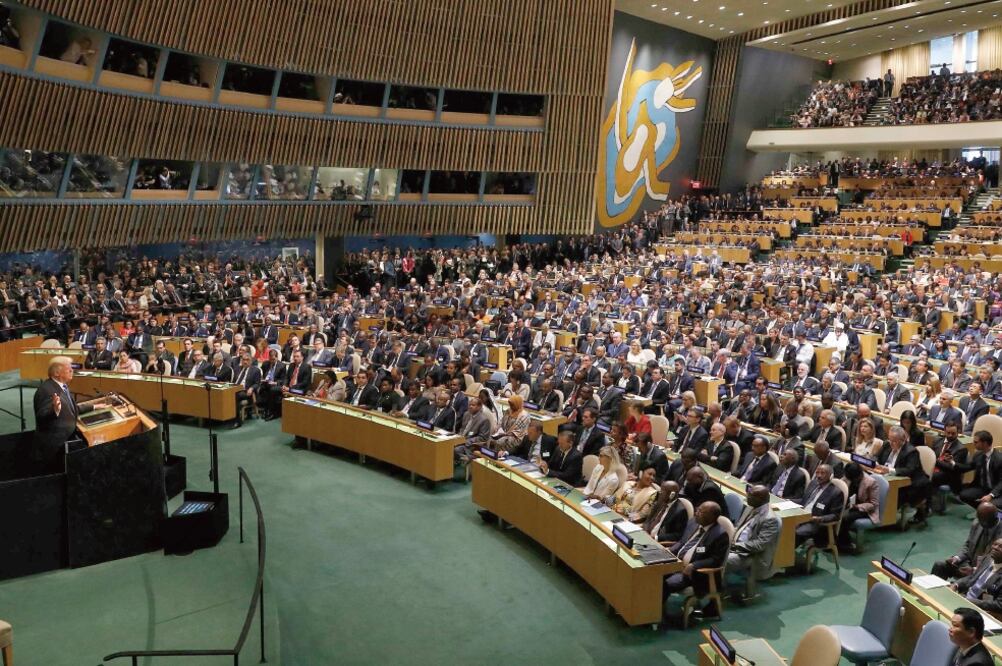 Donald Trump, durante su discurso de ayer ante la Asamblea General de la ONU, en Nueva York (BRENDAN MCDERMID. REUTERS)