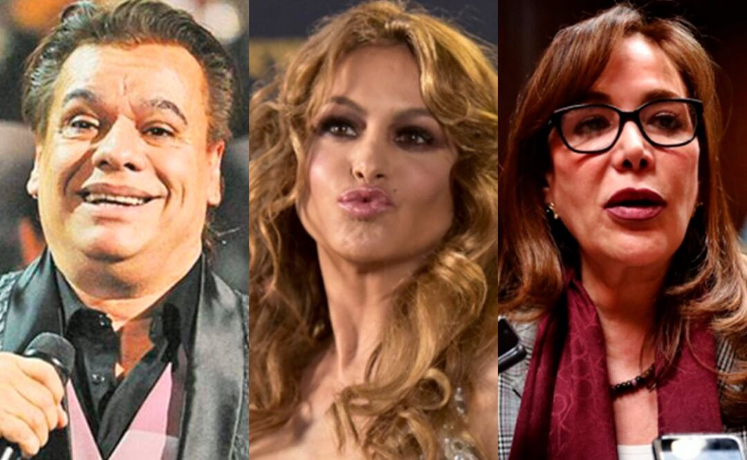 Juan Gabriel, Paulina Rubio y Yeidckol Polevnsky, beneficiados por el SAT en sexenios de Felipe Calderón y Enrique Peña Nieto. Fotos: Archivo. EL UNIVERSAL