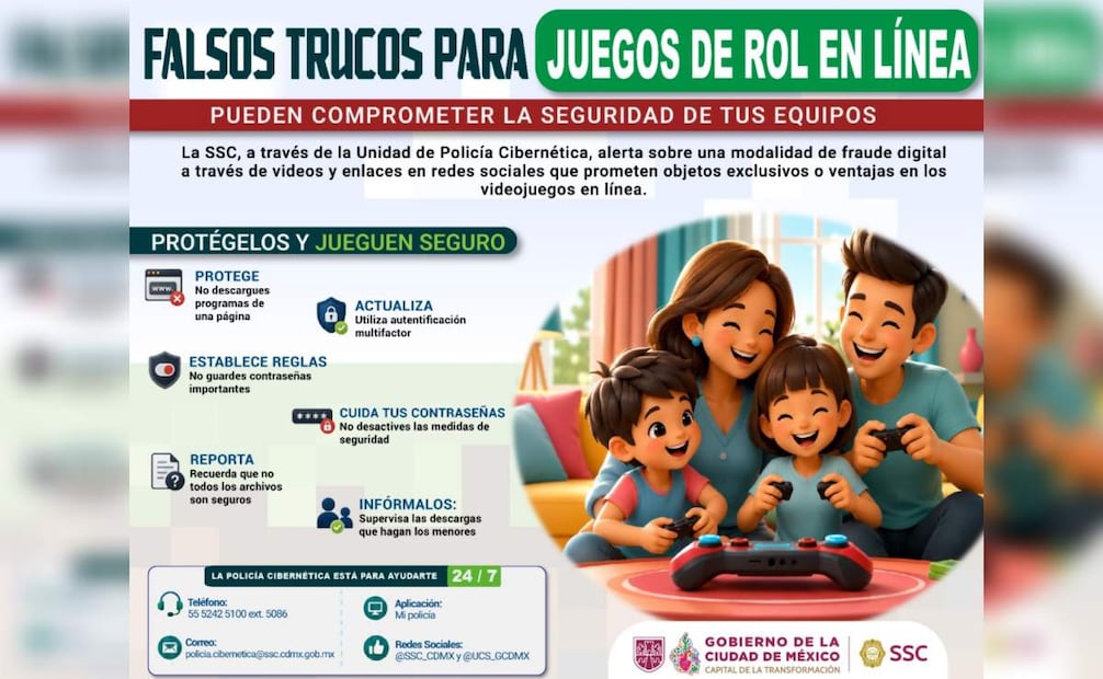 Policía Cibernética advierte sobre archivos que prometen ventajas en videojuegos; "hacks" contienen malware.
(03/09/26) Foto: SSC