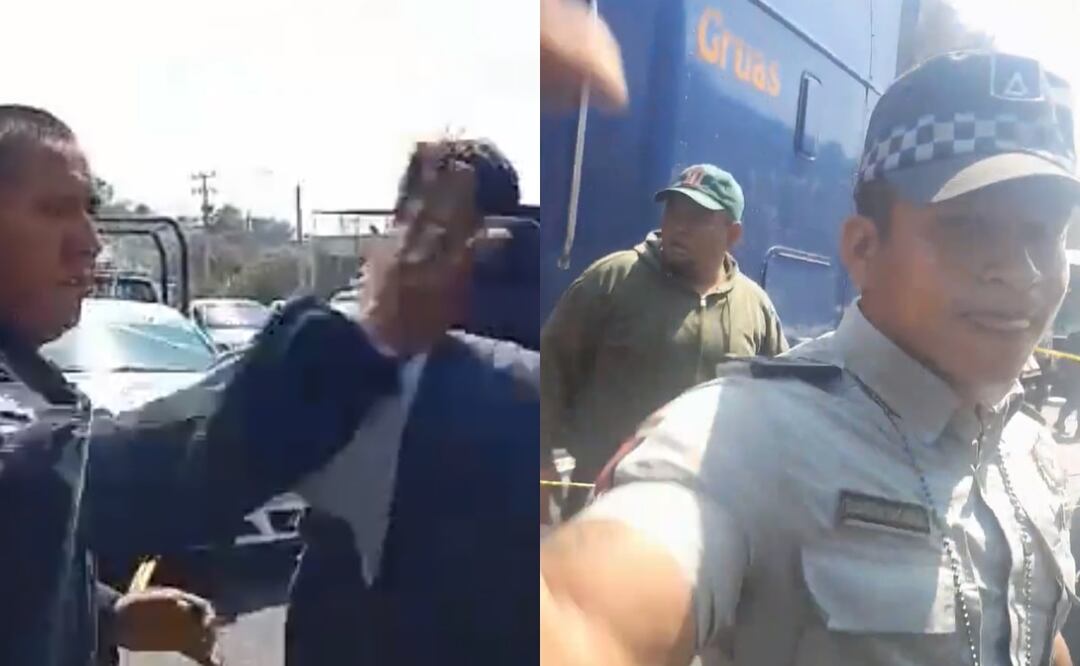 Policias municipales y Guardia Nacional agrede a reporteros durante accidente. Foto: Captura de video