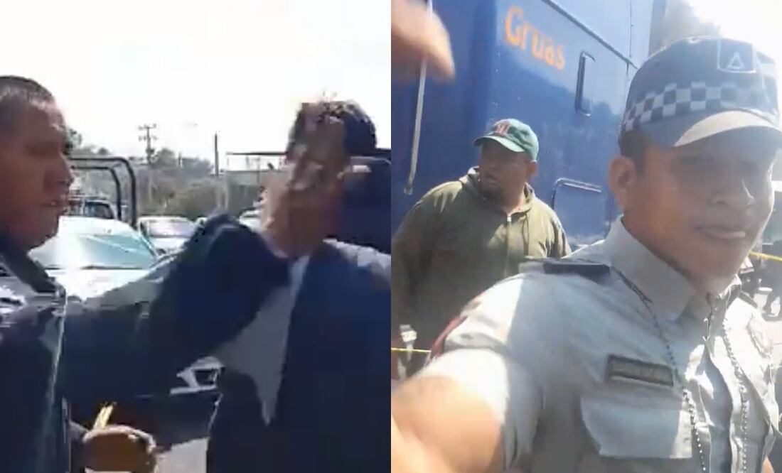 Policias municipales y Guardia Nacional agrede a reporteros durante accidente. Foto: Captura de video