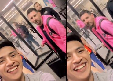 Aficionado logra tomarse foto con Messi en el aeropuerto de Monterrey