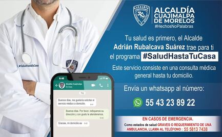Con mensaje de WhatsApp, Cuajimalpa brindará consultas médicas gratuitas a domicilio