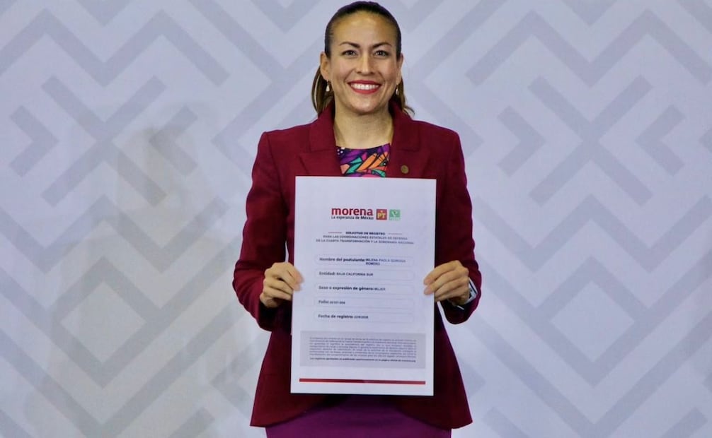 Milena Quiroga se registra como aspirante a coordinadora estatal de Morena en BCS; iniciará gira estatal.
Foto: Especial.