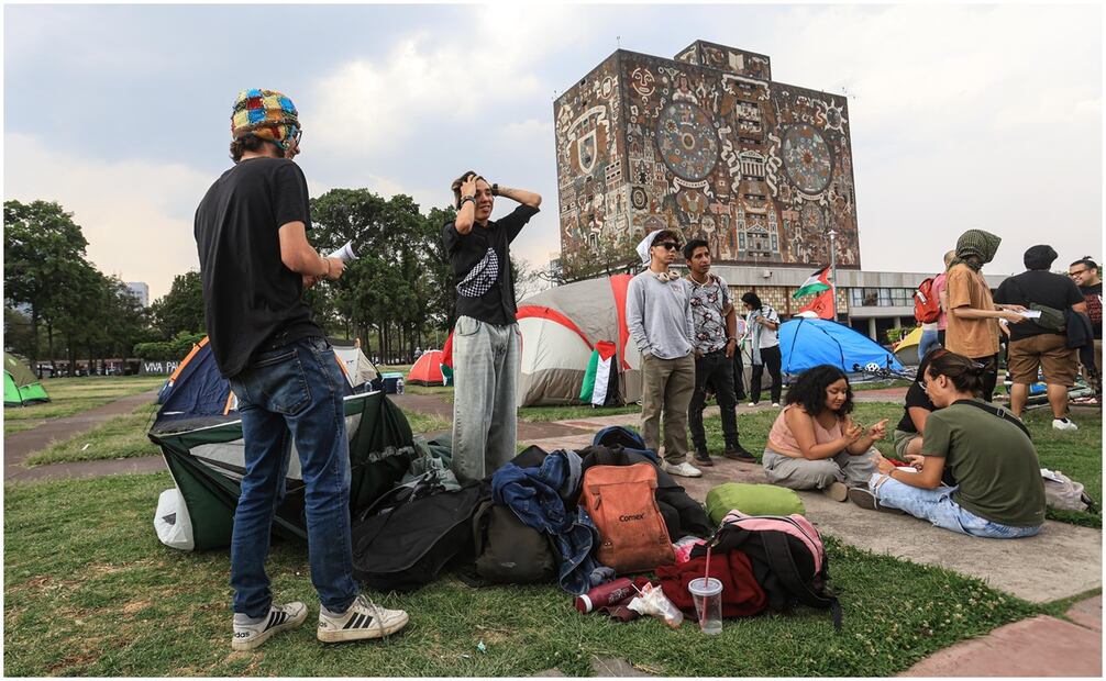 Estudiantes de la UNAM protestan por genocidio en Gaza. Foto: Gabriel Pano/EL UNIVERSAL