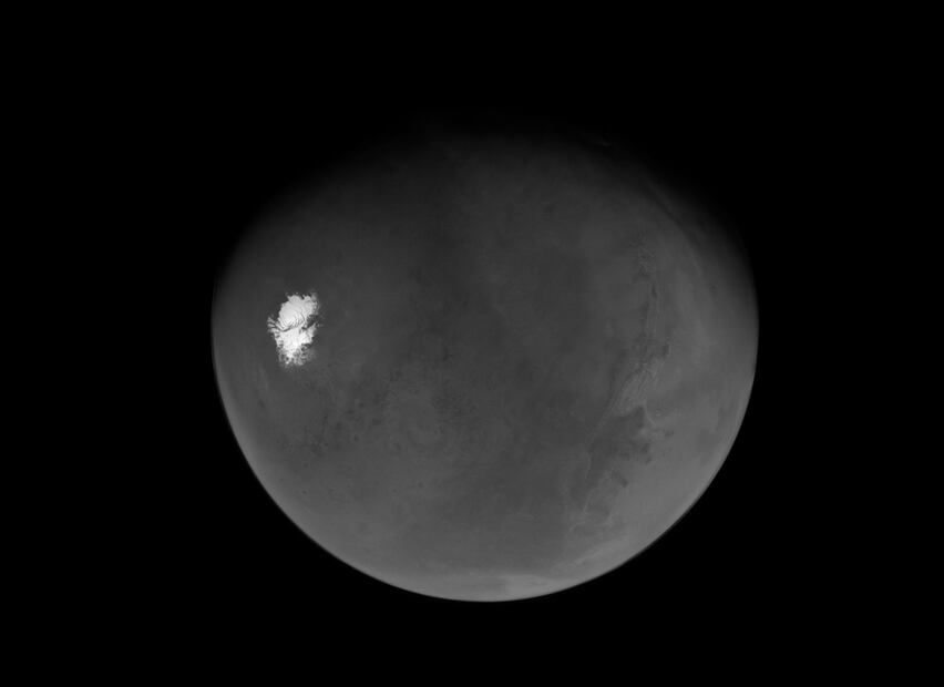 Casquete polar sur de Marte, una capa de hielo de 700 kilómetros. Foto: NASA