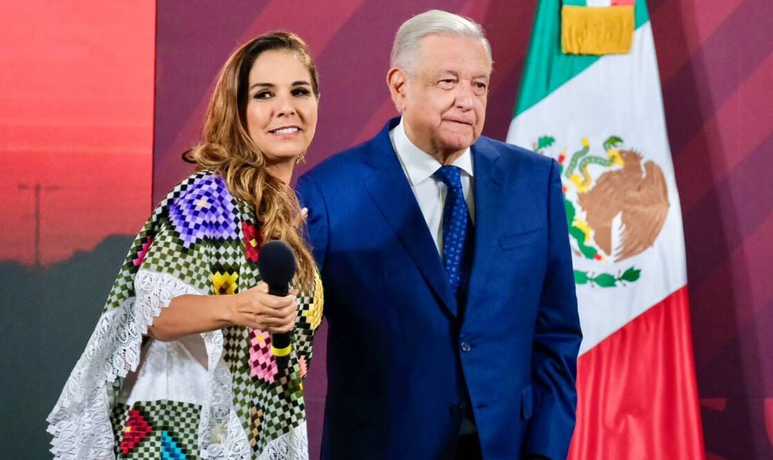 La gobernadora de Quintana Roo, Mara Lezama, con el presidente Andrés Manuel López Obrador. Foto: Especial
