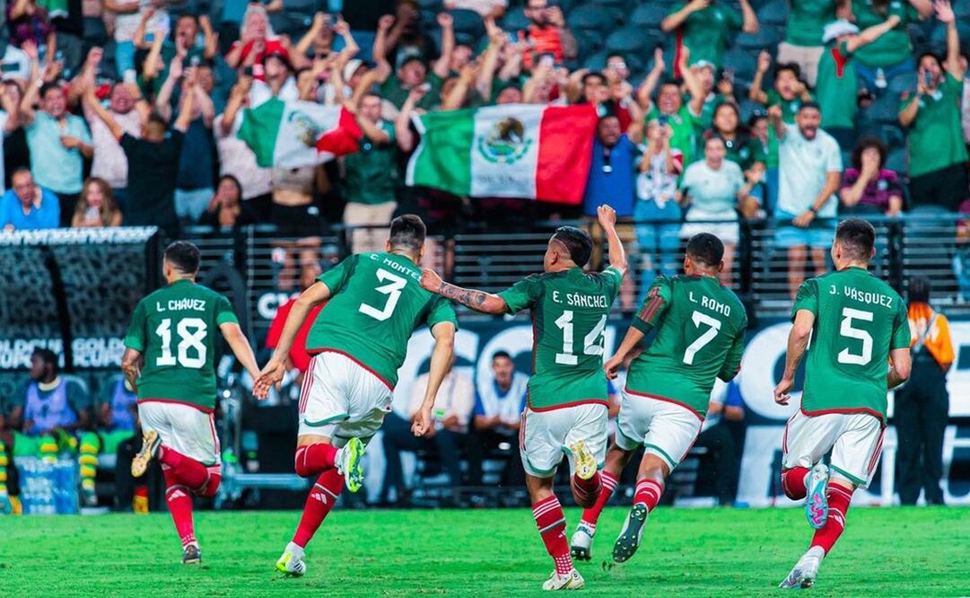 Selección Mexicana celebrando durante el partido contra Jamaica - Foto: @miseleccionmx en Instagram