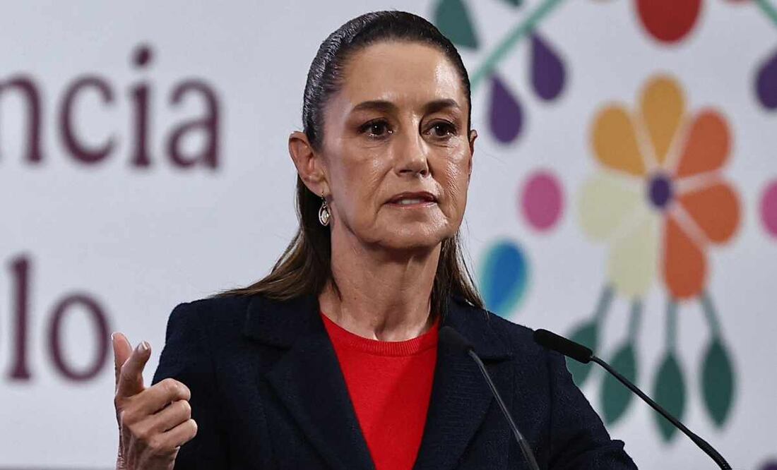 La presidenta Claudia Sheinbaum durante su conferencia mañanera del 7 de julio de 2025. Foto: Berenice Fregoso/ EL UNIVERSAL