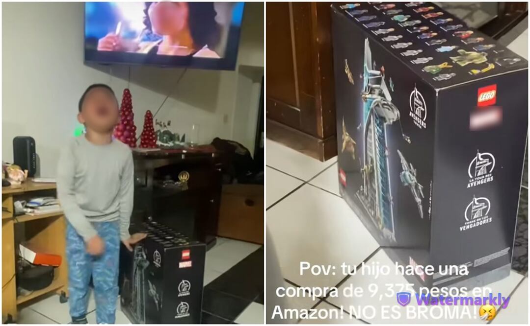 Niño compra Lego de 9 mil pesos en Amazon. Fotos: redes sociales