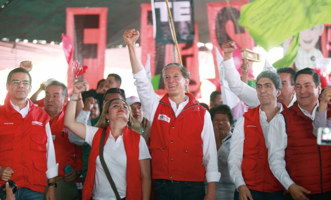 Tricolores mexiquenses respaldaron a Del Mazo y se dijeron listos para “la batalla” del próximo 4 de junio. (JORGE ALVARADO. EL UNIVERSAL)