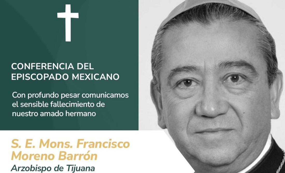 Fallece Francisco Moreno Barrón, arzobispo de Tijuana (26/10/2025). Foto: Especial