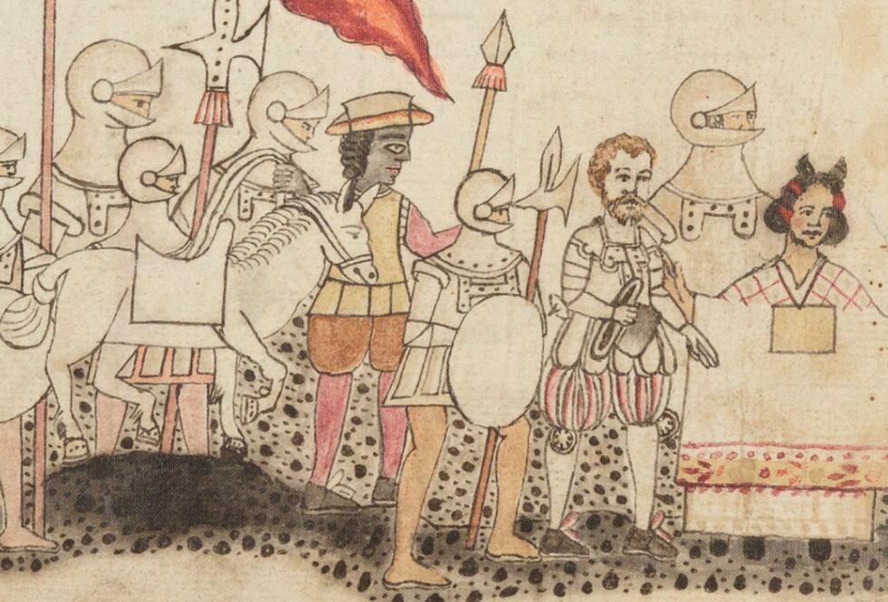 Los españoles y Malinche llegan a México-Tenochtitlan, Códice Azcatitlan, documento posiblemente realizado en el siglo XVI. Foto: Noticonquista.