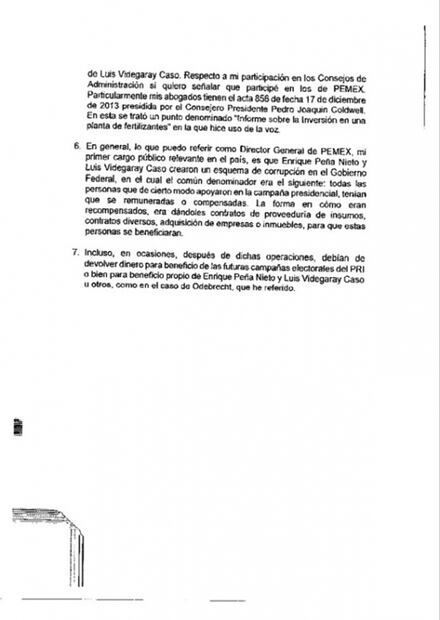 Las cuatro páginas sin firma en la denuncia de Lozoya